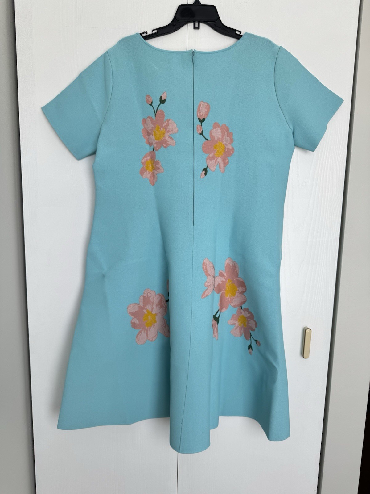 Final Price Carolina Herrera Floral Printed Fit Flare Midi Dress Blue 3XL $2390