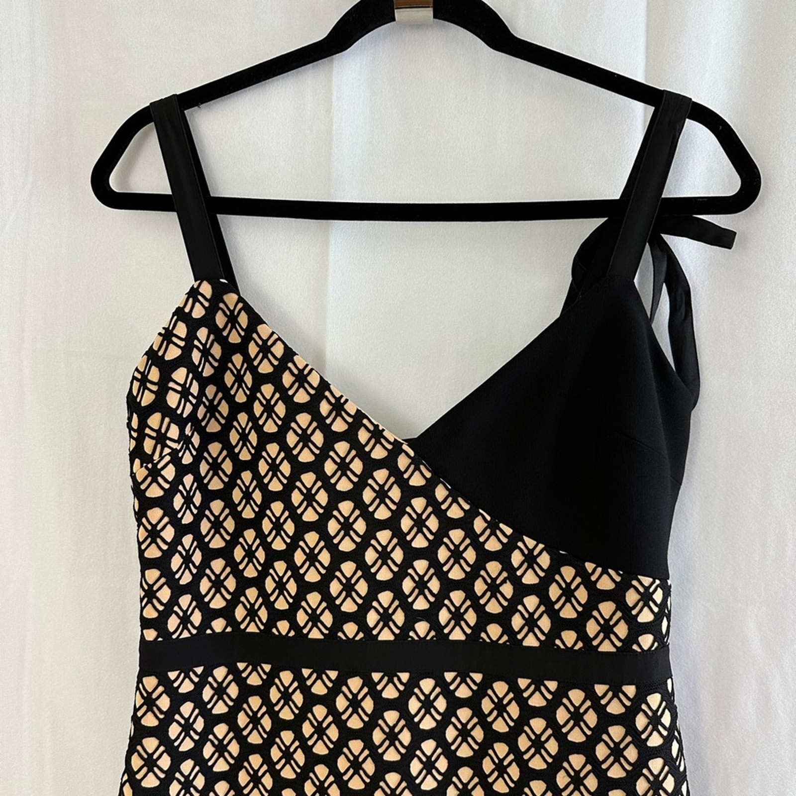Cinq a Sept Sera Sheath Midi Dress in Black & Carmel Womens Size 8