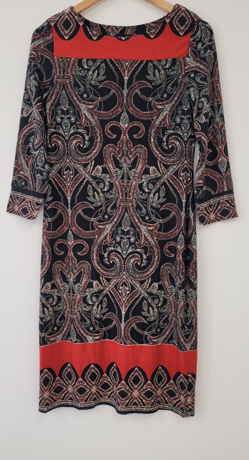 Izabel London Womens Damask Print Shift Dress Size 8 Multi Black RRP £24