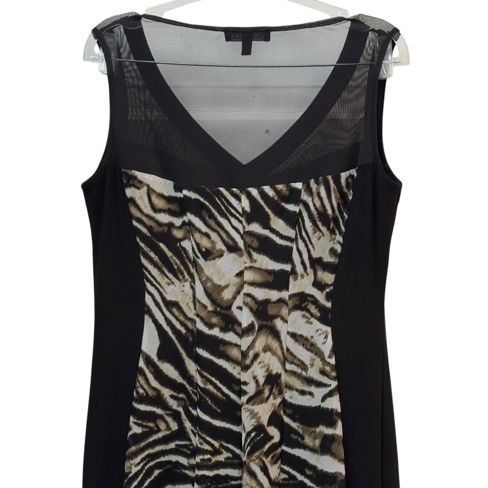 Picadilly Sleeveless Animal Print V-Neck Midi Dress Women’s M Black Red