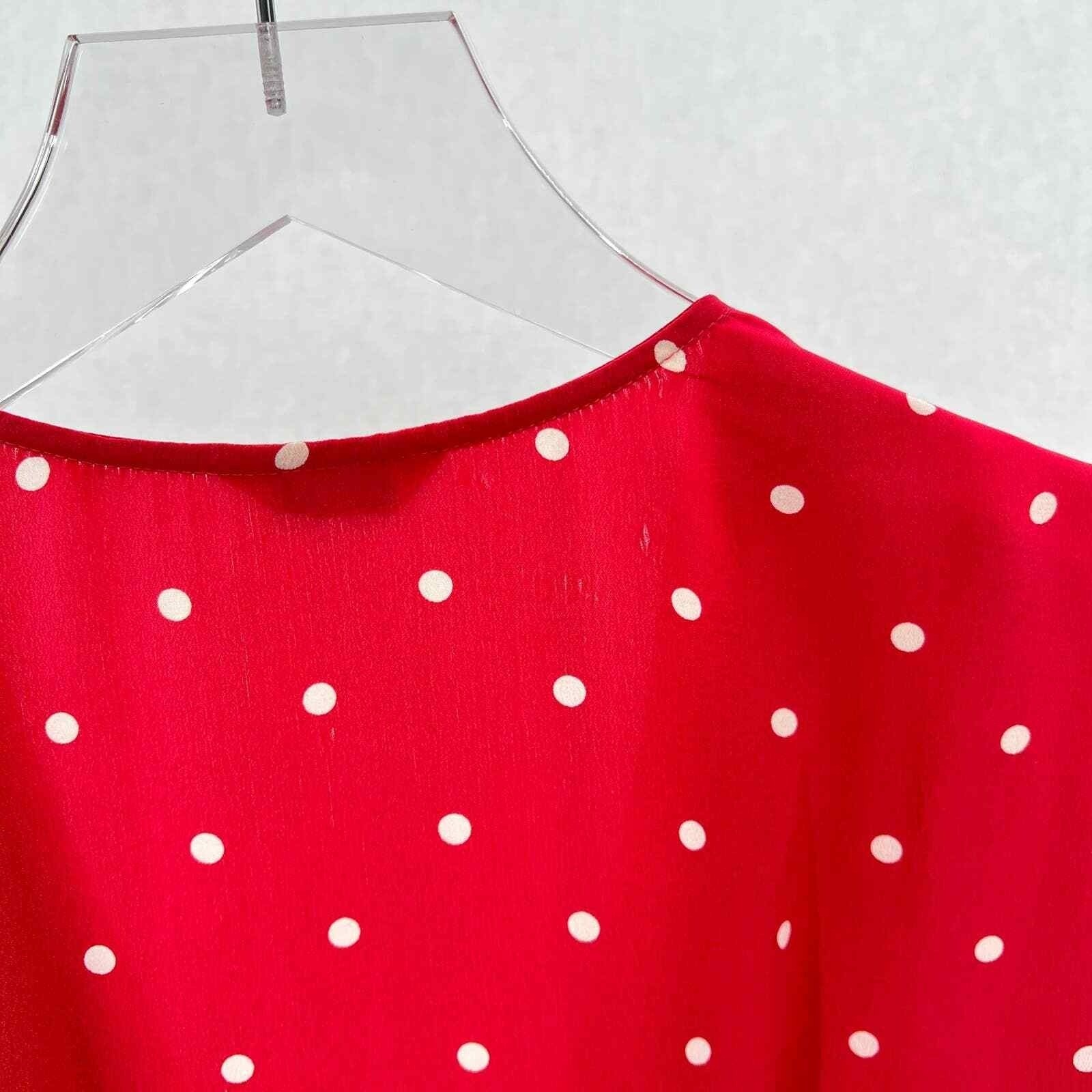 RAILS Leanne Polka Dot Dress Womens Medium Raspberry Red Silk Wrap Mini Short