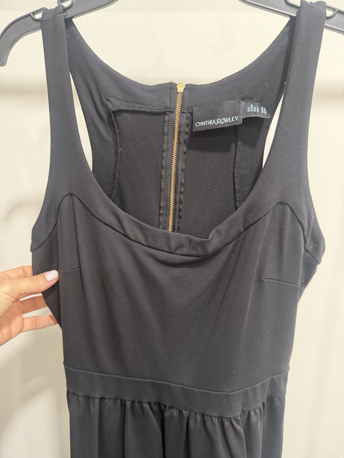 Cynthia Rowley Black Scoop Neck Sleeveless Zip Back Pockets Short Dress US M