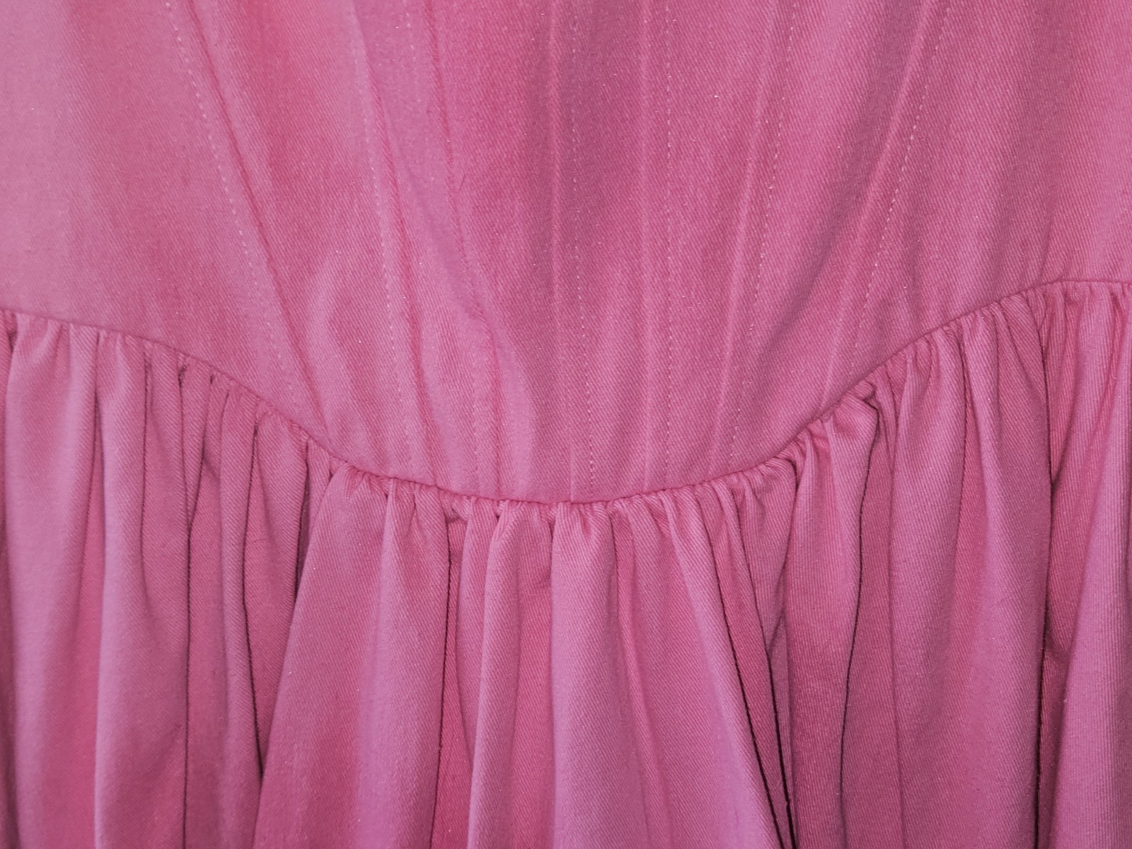 Kourt Pink Denim Corset Pleated Lele Babydoll Fit Flare Mini Dress Size Med NWT