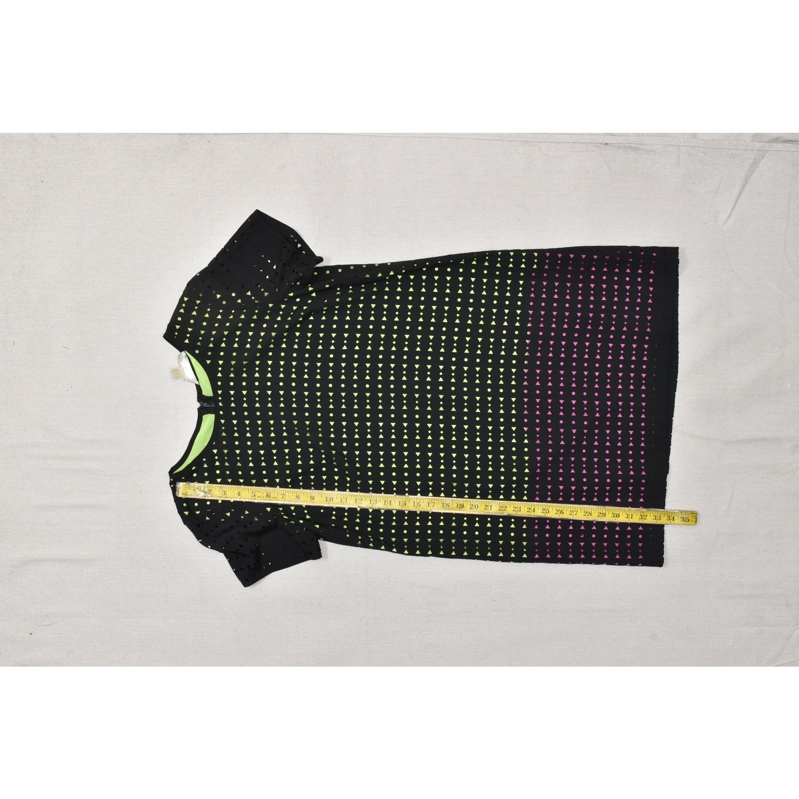 MICHAEL Michael Kors Black Neon Green Pink Geometric Laser Cut Sheath Dress 10