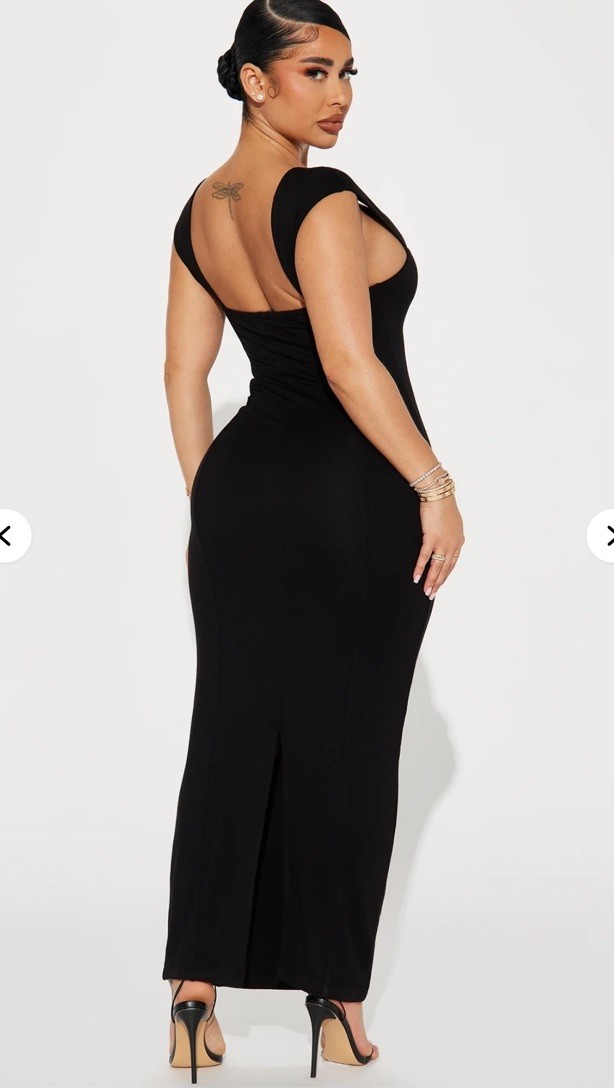 Fashion Nova Trinity Double Lined Black Maxi Dress L Backless Sweetheart