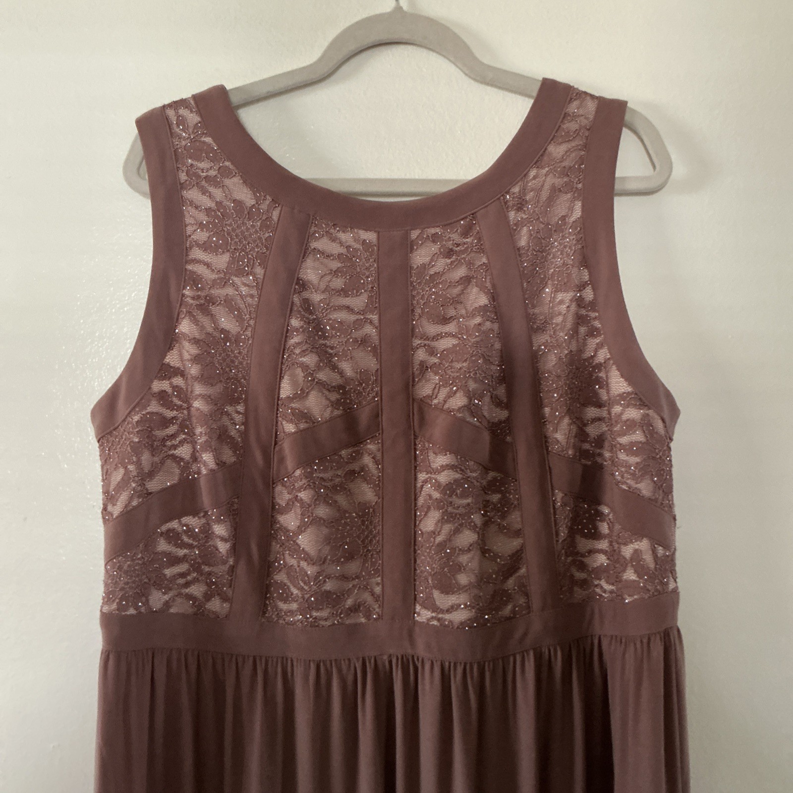 R&M Richards Formal Evening Gown Dress Taupe Ivory 14 NWT Cocktail Wedding