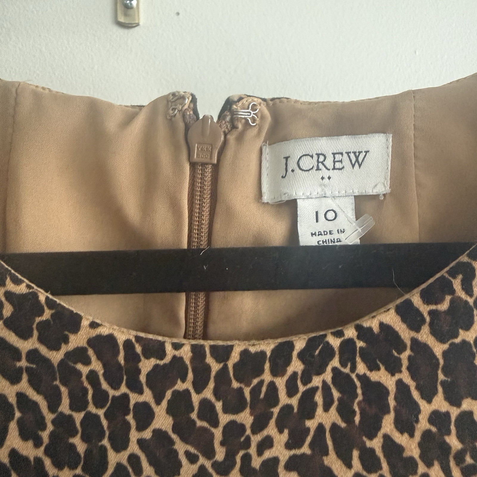 J. Crew Factory Brown Tan Black Leopard Print Sheath Dress Size 10