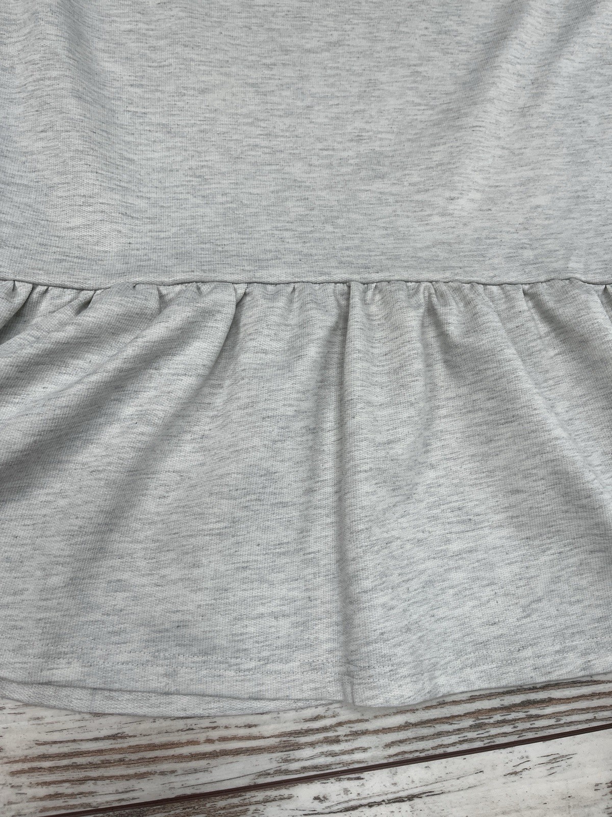 Gray Sweatshirt Dress Crewneck Ruffle Peplum Hem Long Sleeve Womens Medium NWOT