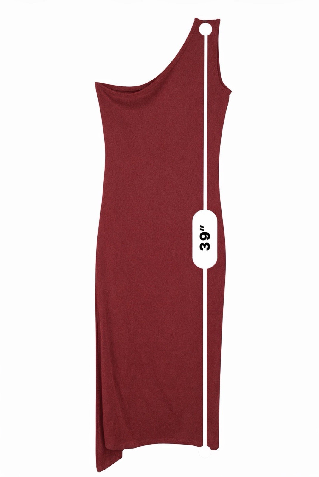 One Shoulder Bodycon Midi Dress Draped Side Tie Detail Stretch Wine Women S