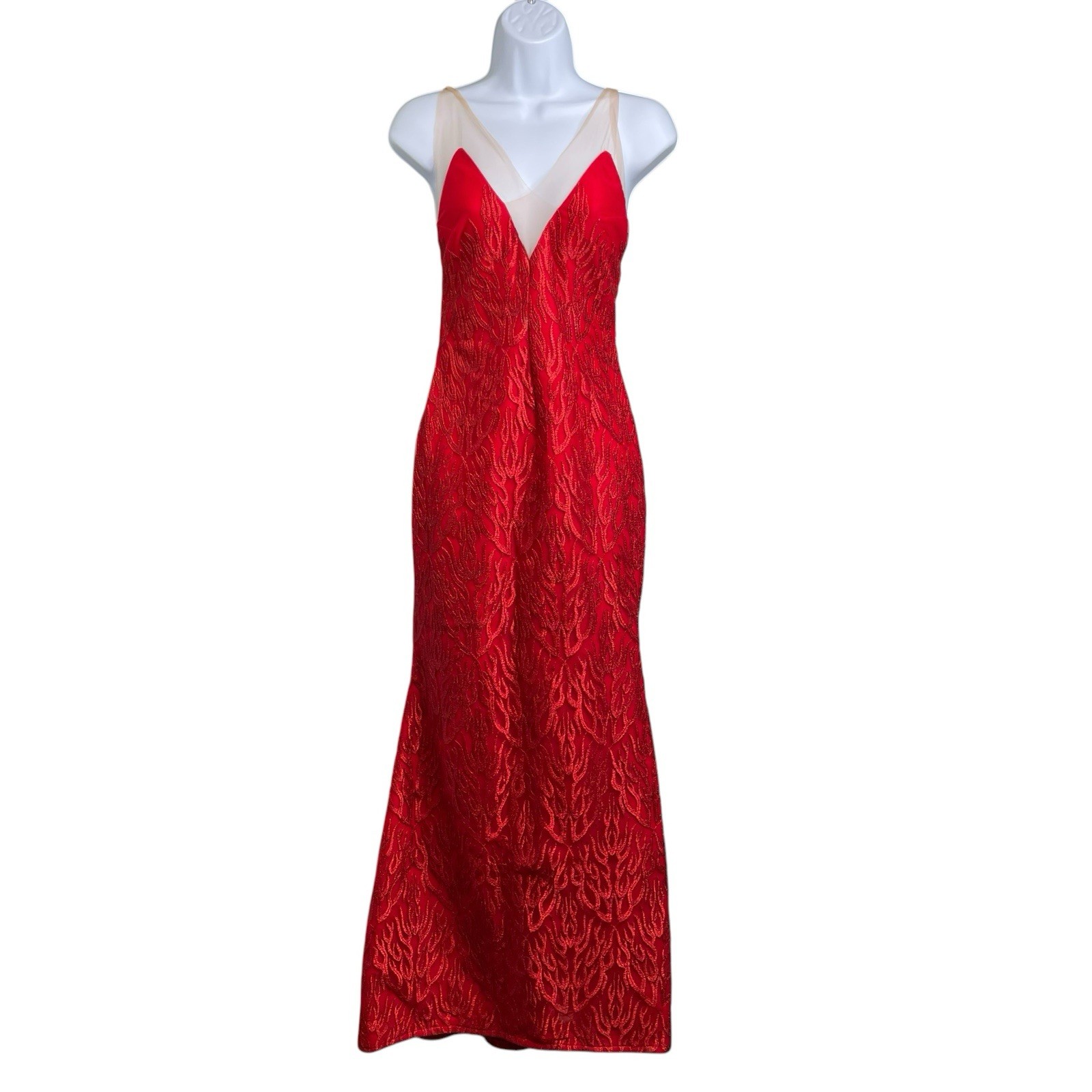Ana Maria Mariano Red Evening Gown Est. Size 2 Bodycon Statement Va Va Voom