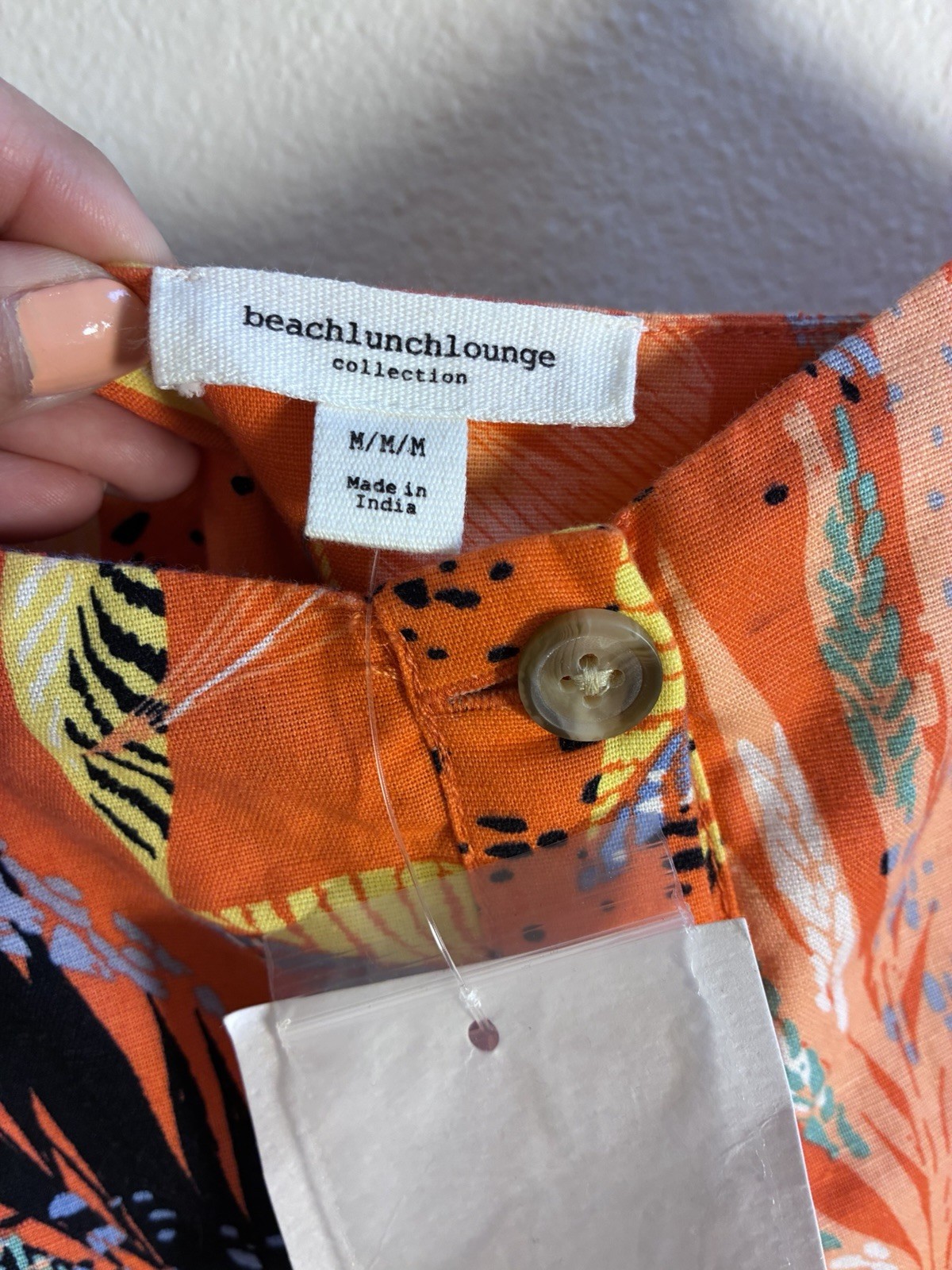 Beach Lunch Lounge Orange Sleeveless Dress Tropical Beach Summer Linen Cotton M