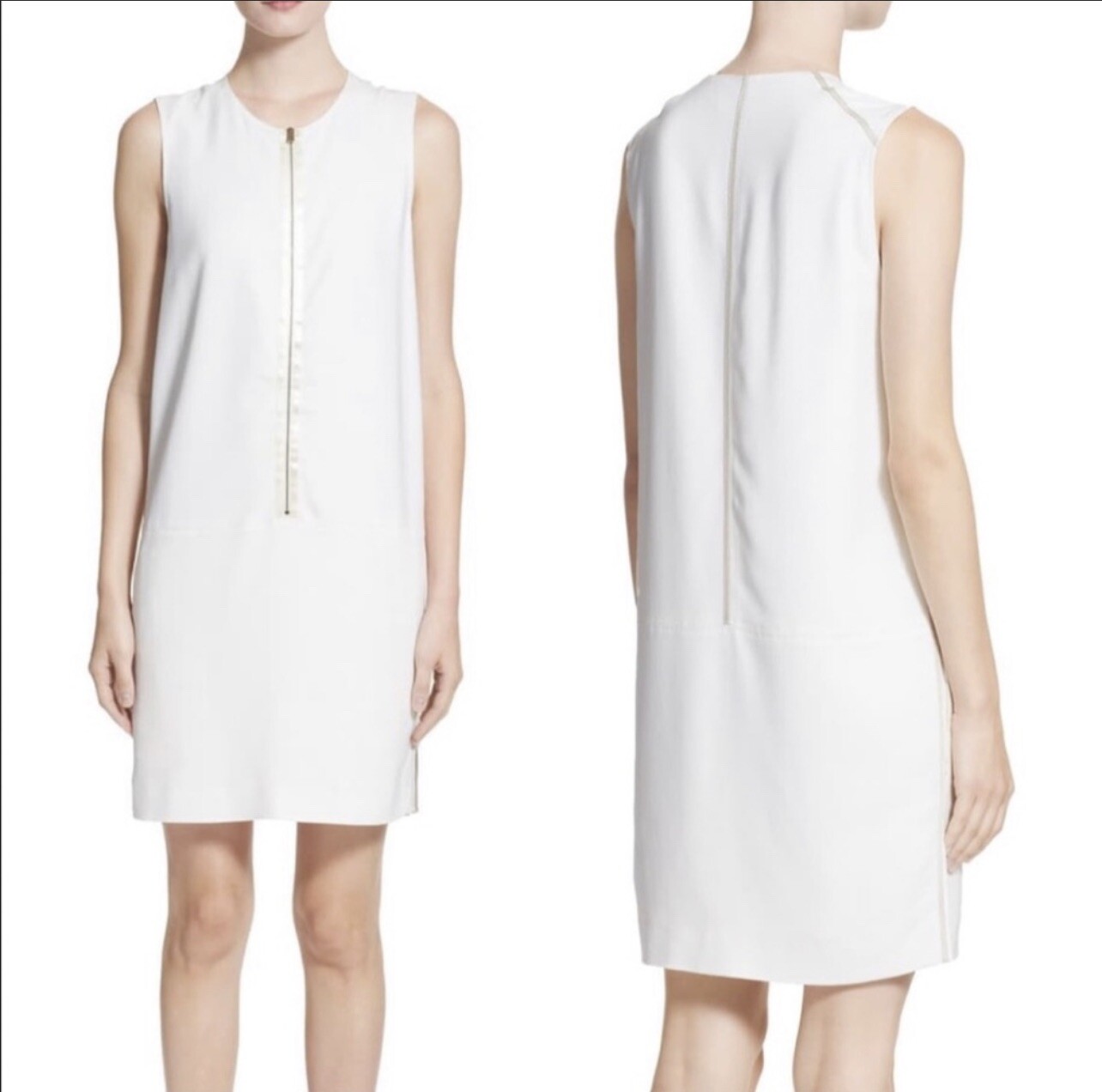 Rag & Bone Women’s Size 10 Gabriela Front Exposed Zipper Dress Cream White Lined