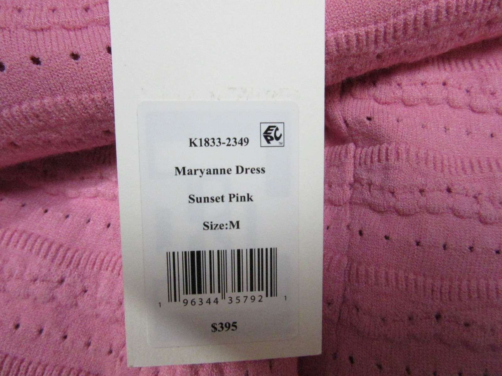 LoveShackFancy Dress Womens Medium Pink Sunset Maryanne Knit Mini Square Neck