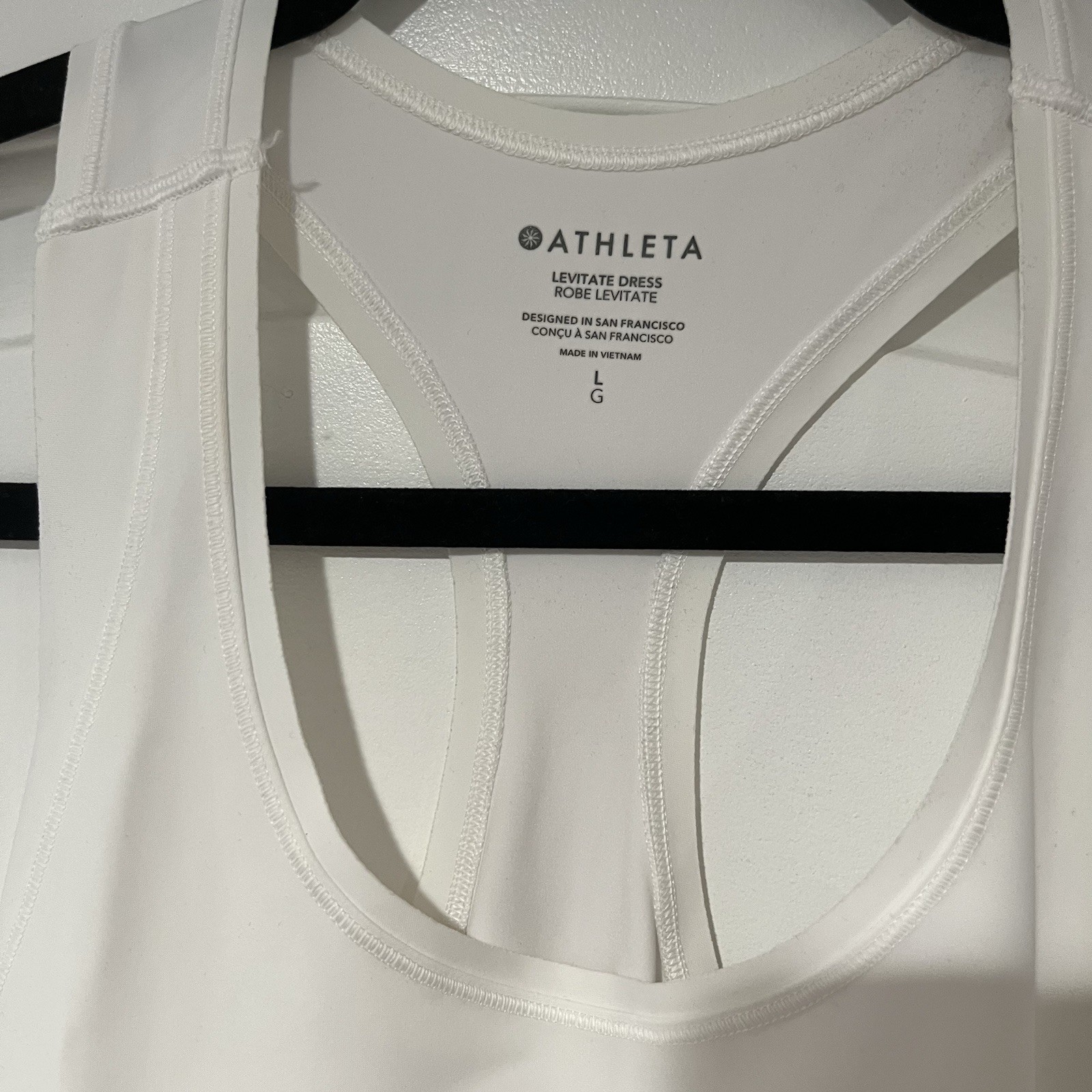 Athleta Levitate White Workout Exercise Dress Built In Bra Racerback Large