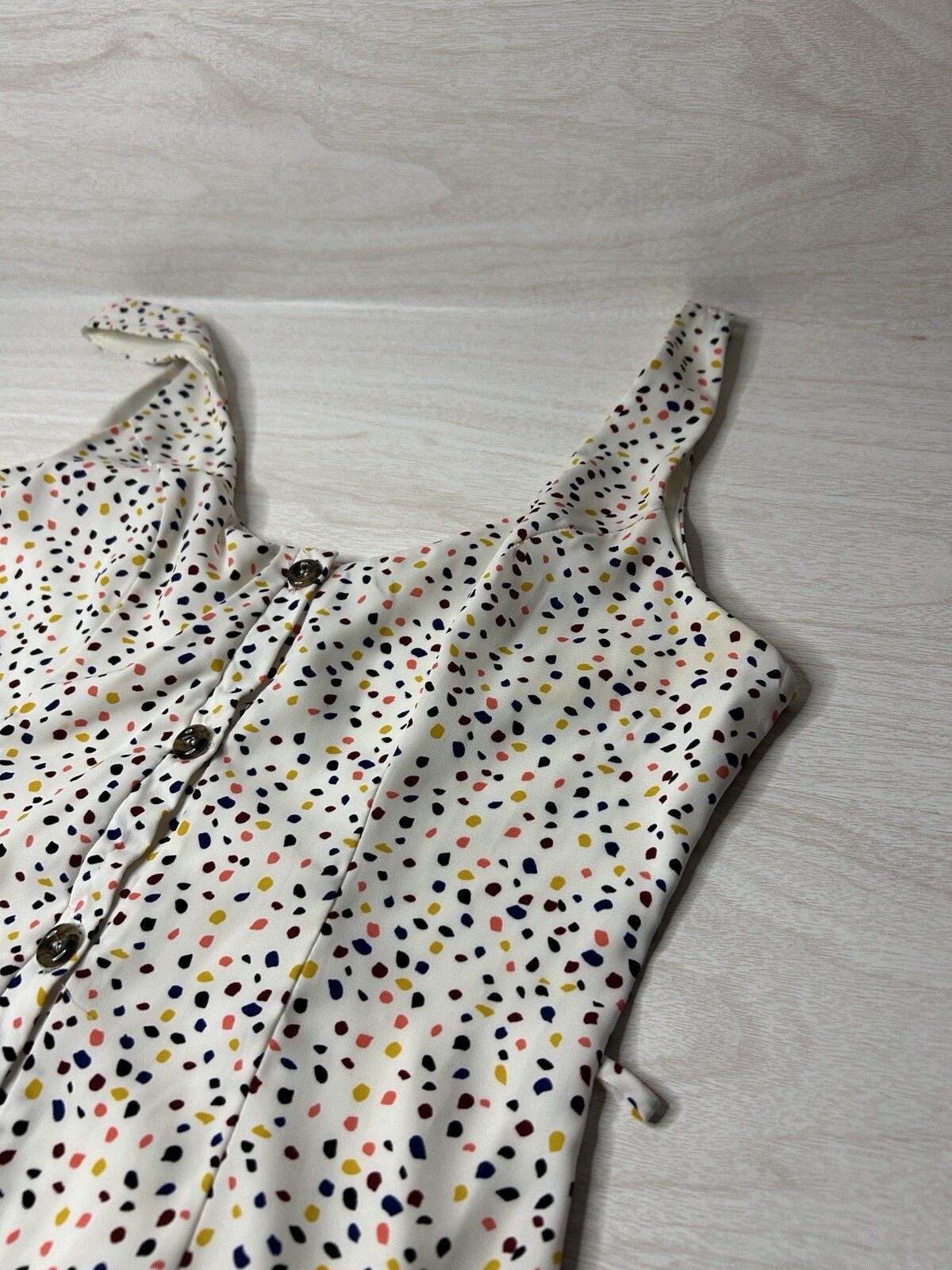 Emory Park Lined Polka Dot Summer Dress Button Closure Womens Small