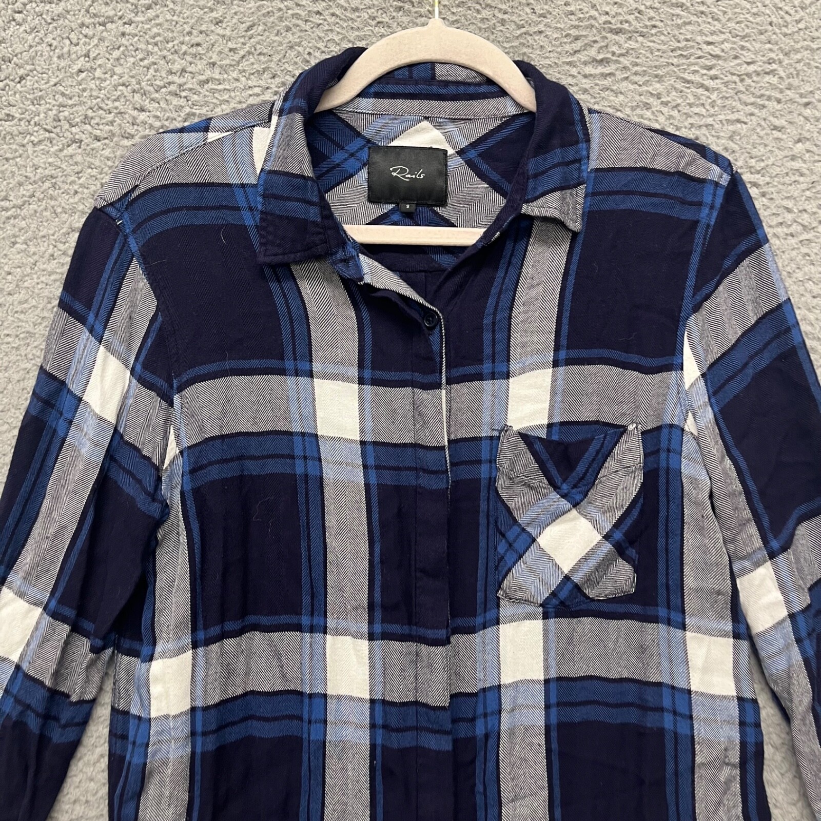 Rails Womens S Blue Plaid Flannel Tunic Shirt Dress Lumberjack Fall