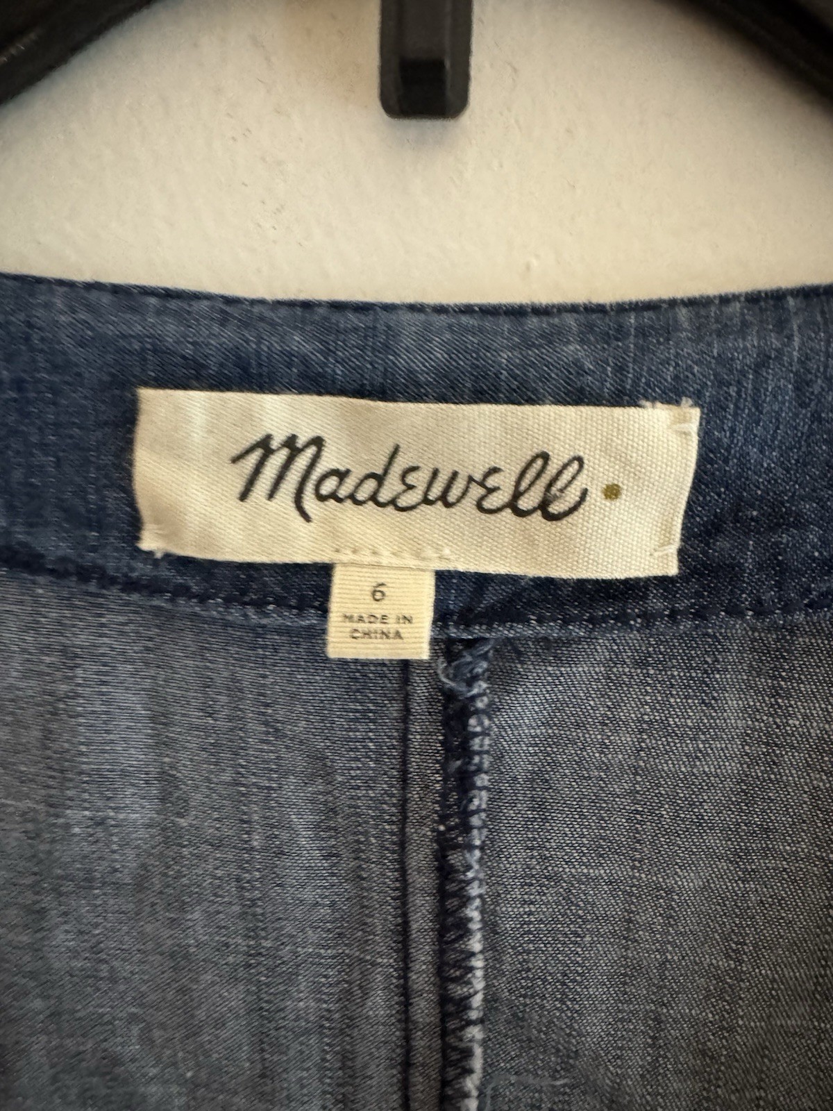 Madewell Denim Lilyblossom Button Front Dress V Neck Covered Buttons Sz 6