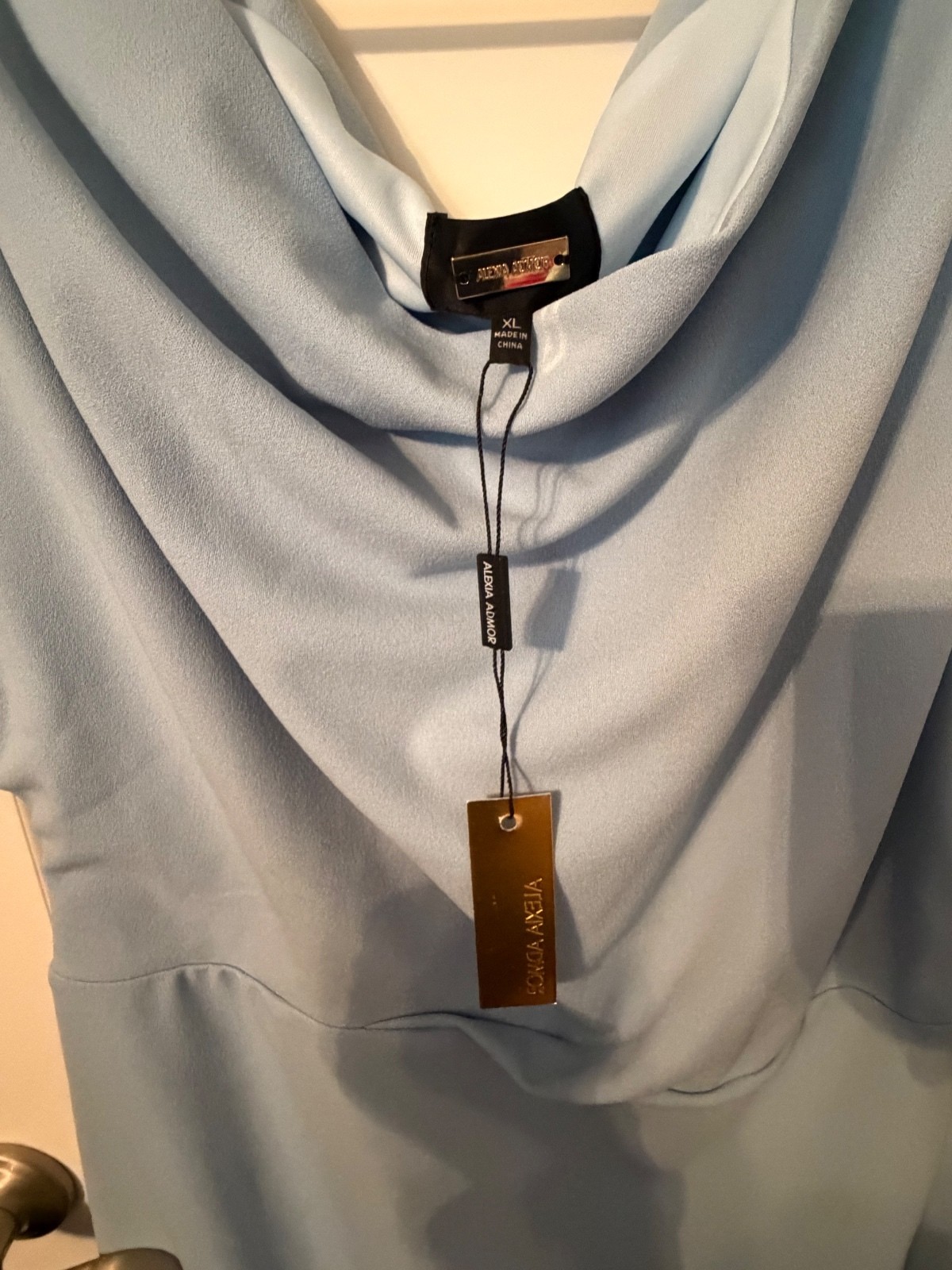 Alexia Admor Halogen Blue Draped Cowl Neck Dress XL
