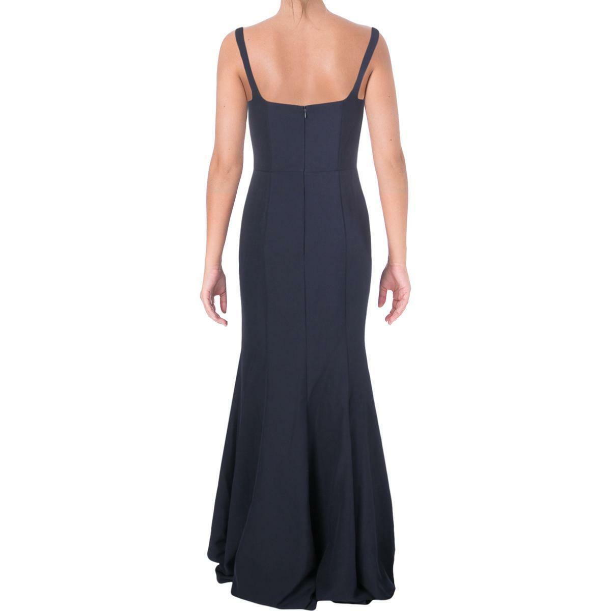 Nwt $415 Jarlo Womens Blue V-Neck High-Low Back Train Mermaid Gown Dress Size 6