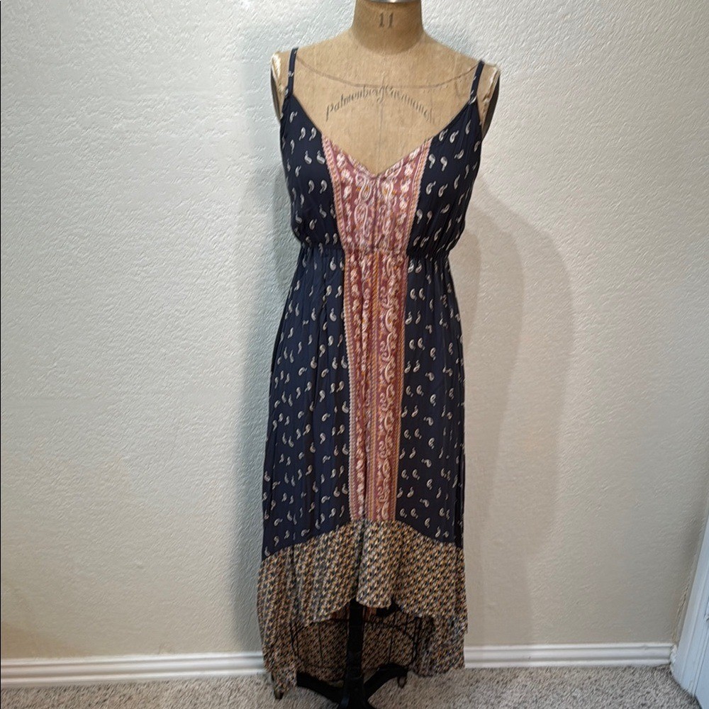 Gypsy Love Women’s XL Navy and Pink Paisley Pattern Spaghetti Strap Dress NWT