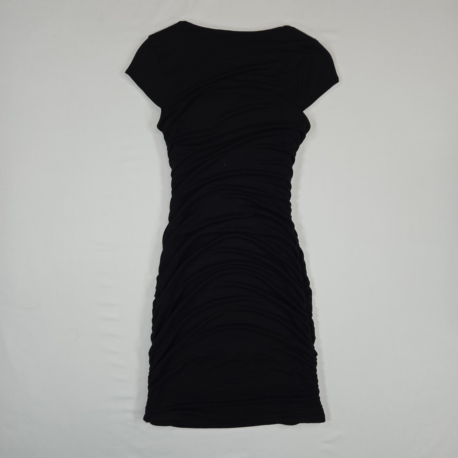 Deb Black Stretch Ruched Bodycon Mini Dress Women’s Small Y2K Whimsigoth