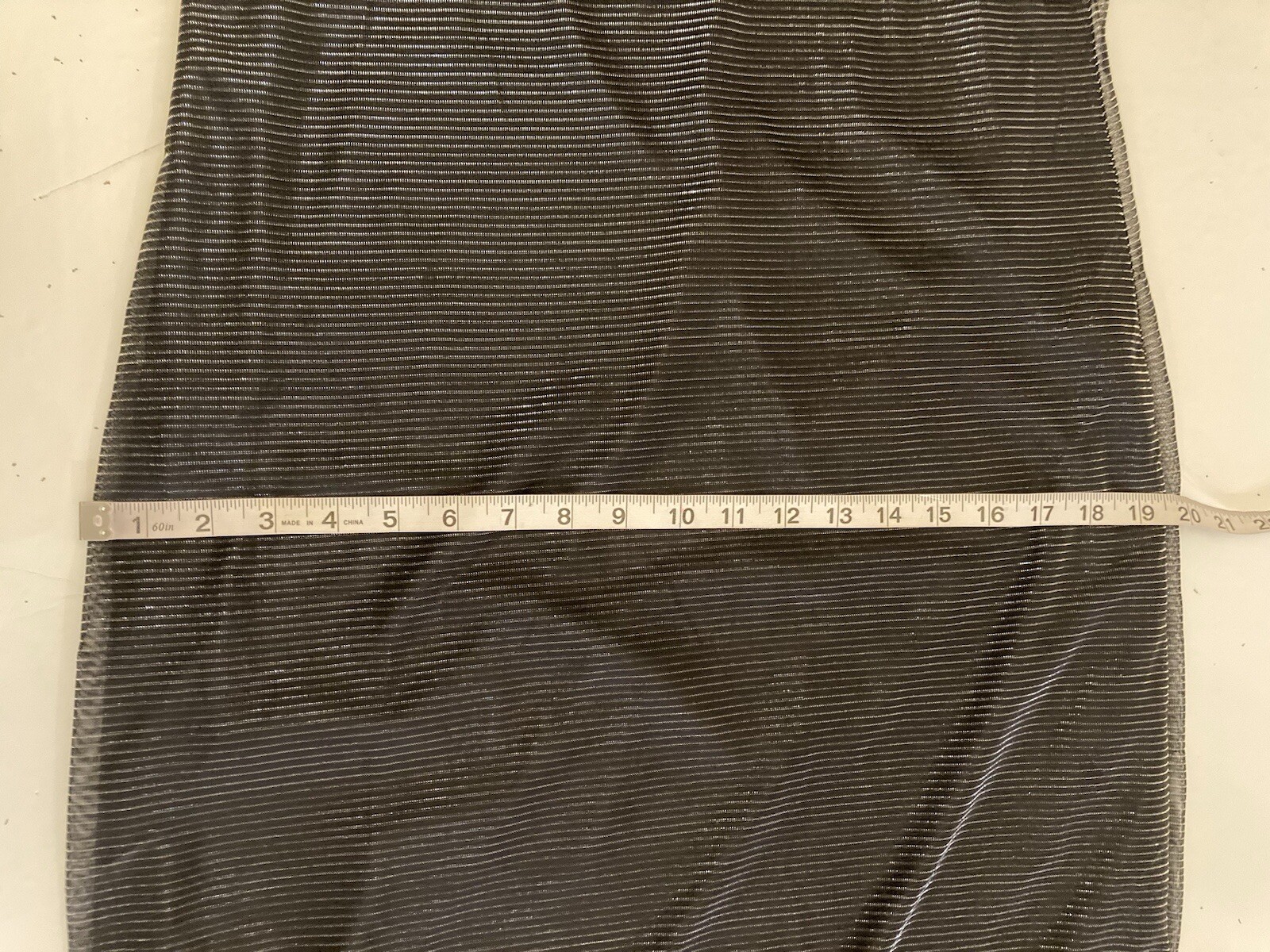 Vintage Fashion Bug Black Metallic Striped Slip Dress Size 12 Ruffle Hem 90s