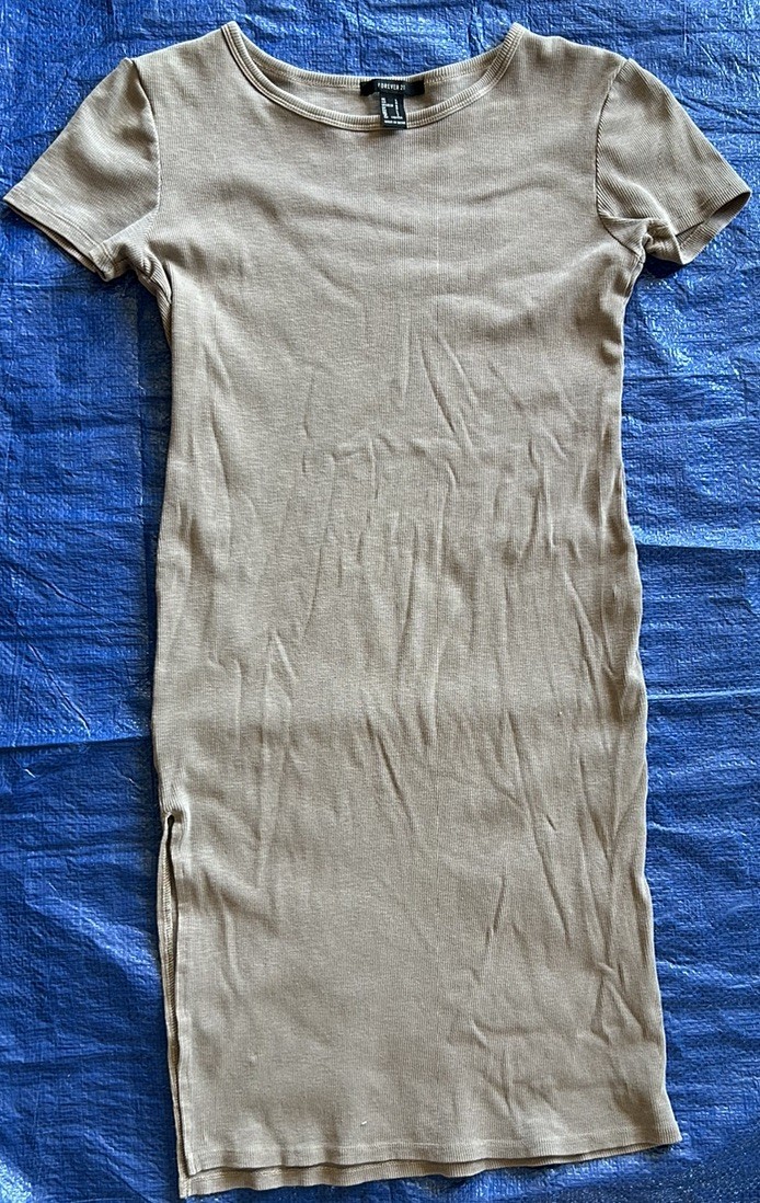Forever 21 Women’s Grey Bodycon T-Shirt Mini Dress Short Sleeve Stretch size L