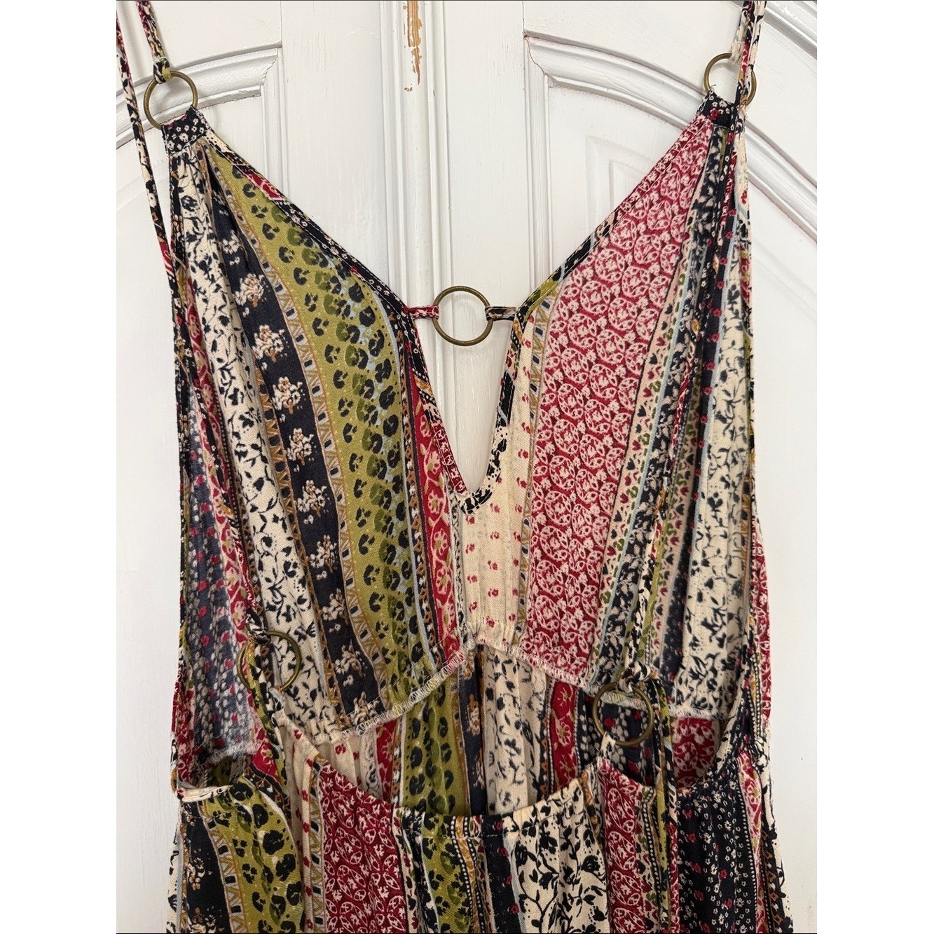 Boho Patchwork Print Maxi Dress | Strappy Summer Dress | Festival & Vacation Sty