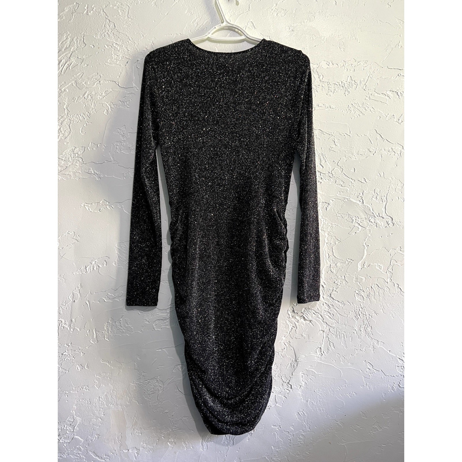 Free Press black sparkly bodycon long sleeve dress womens small evening cocktail
