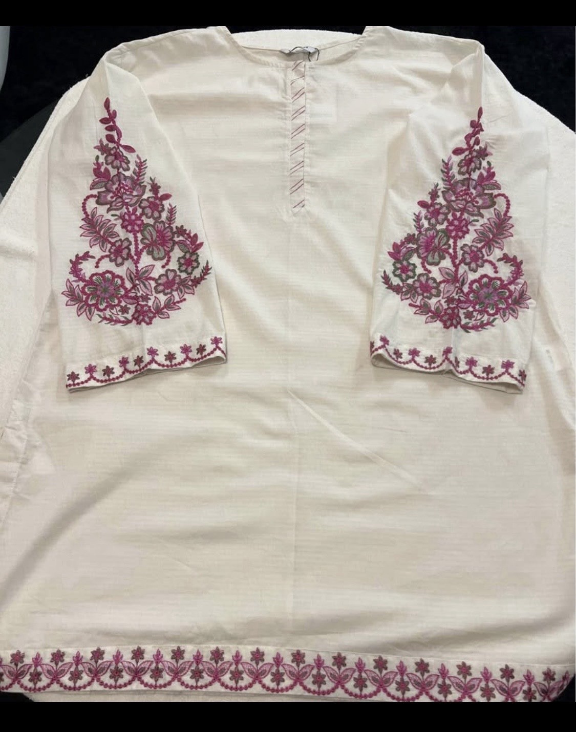 Pakistani Embroidered Dobby Lawn Shirt.Fabric for Summer.Size Large.