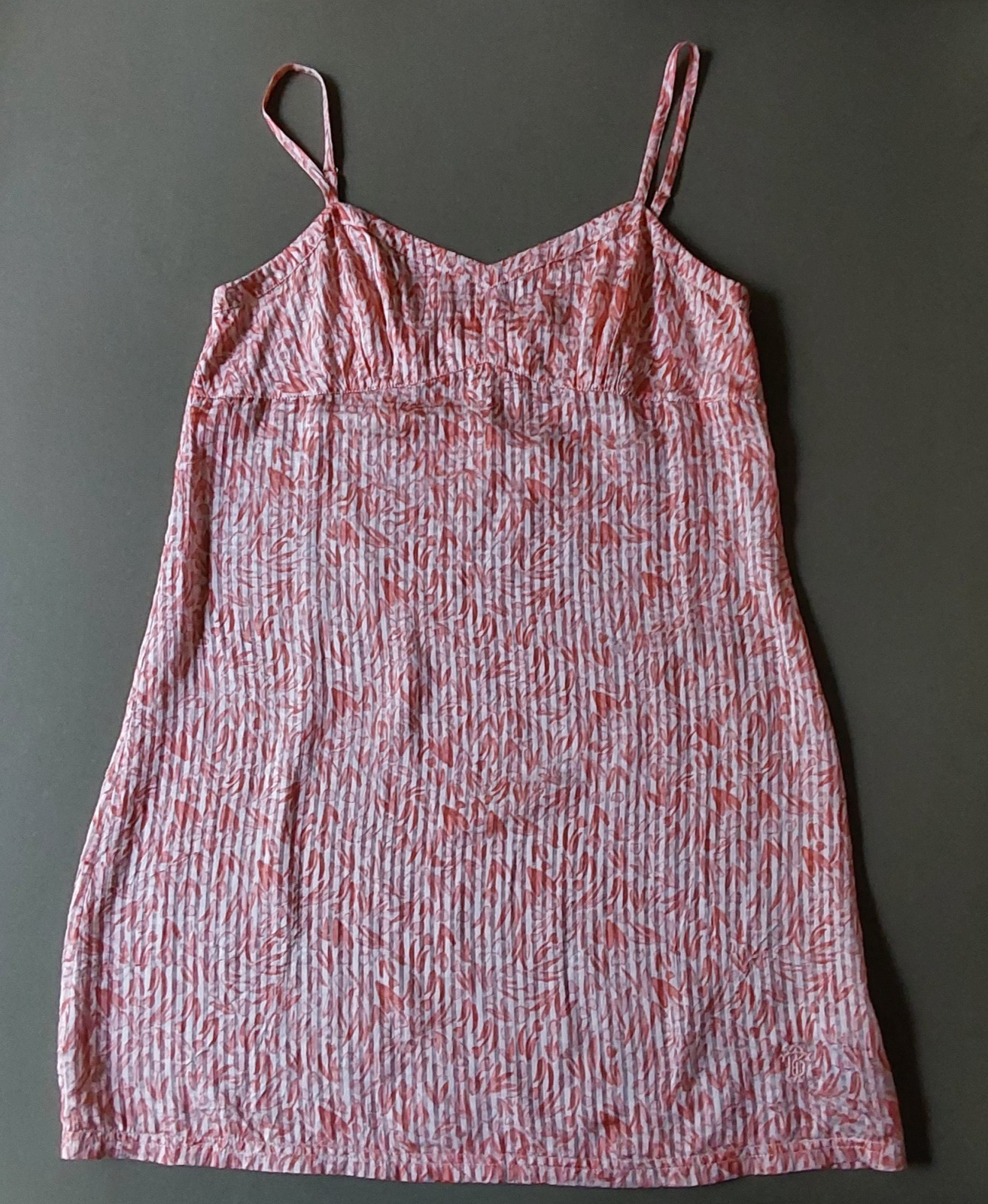 Tory Burch Dress M Silk Cotton Peach Straps Lightweight Fairy Whimsical Print