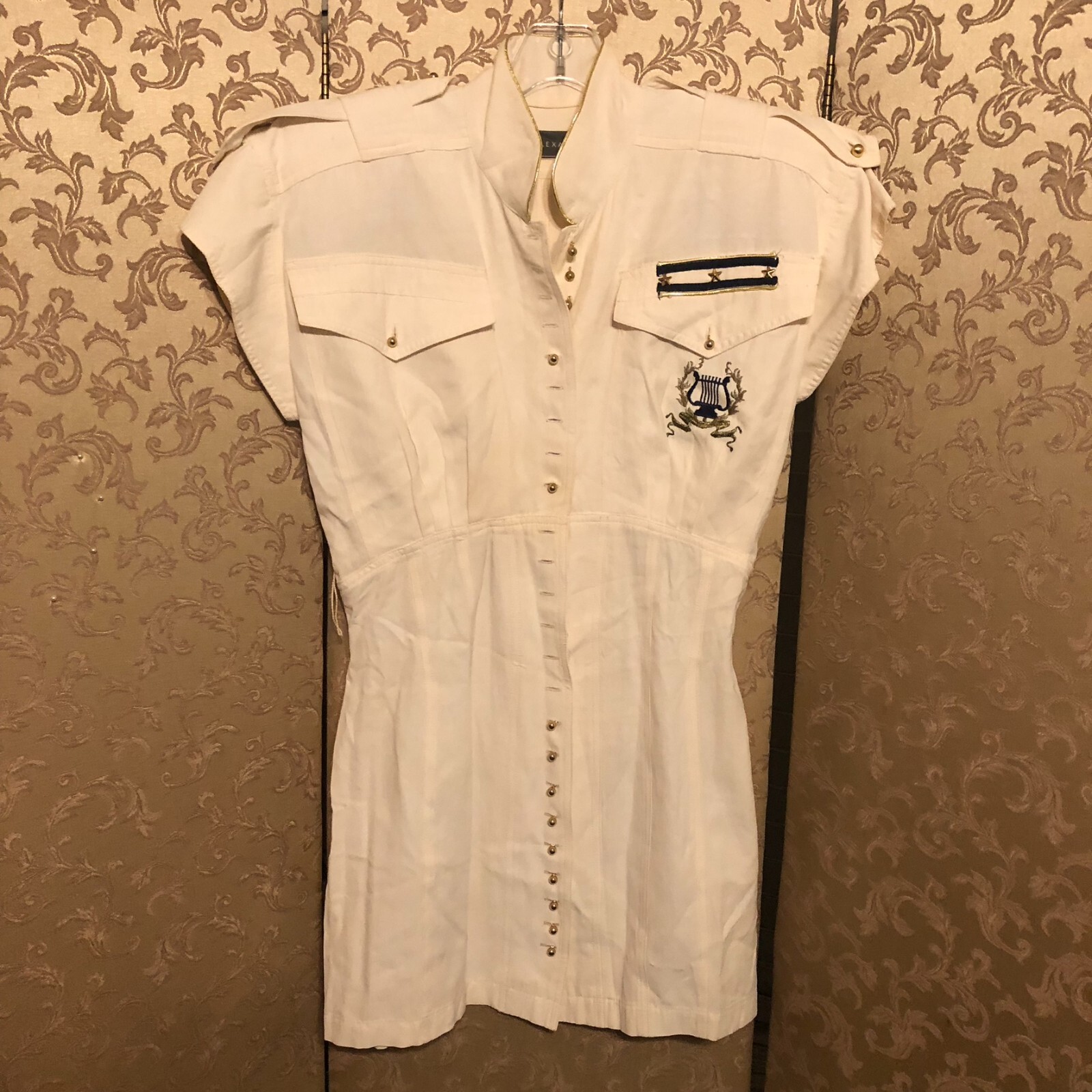 Karen Alexander Vintage Ivory Military Sailor Mini Dress Size 6 8
