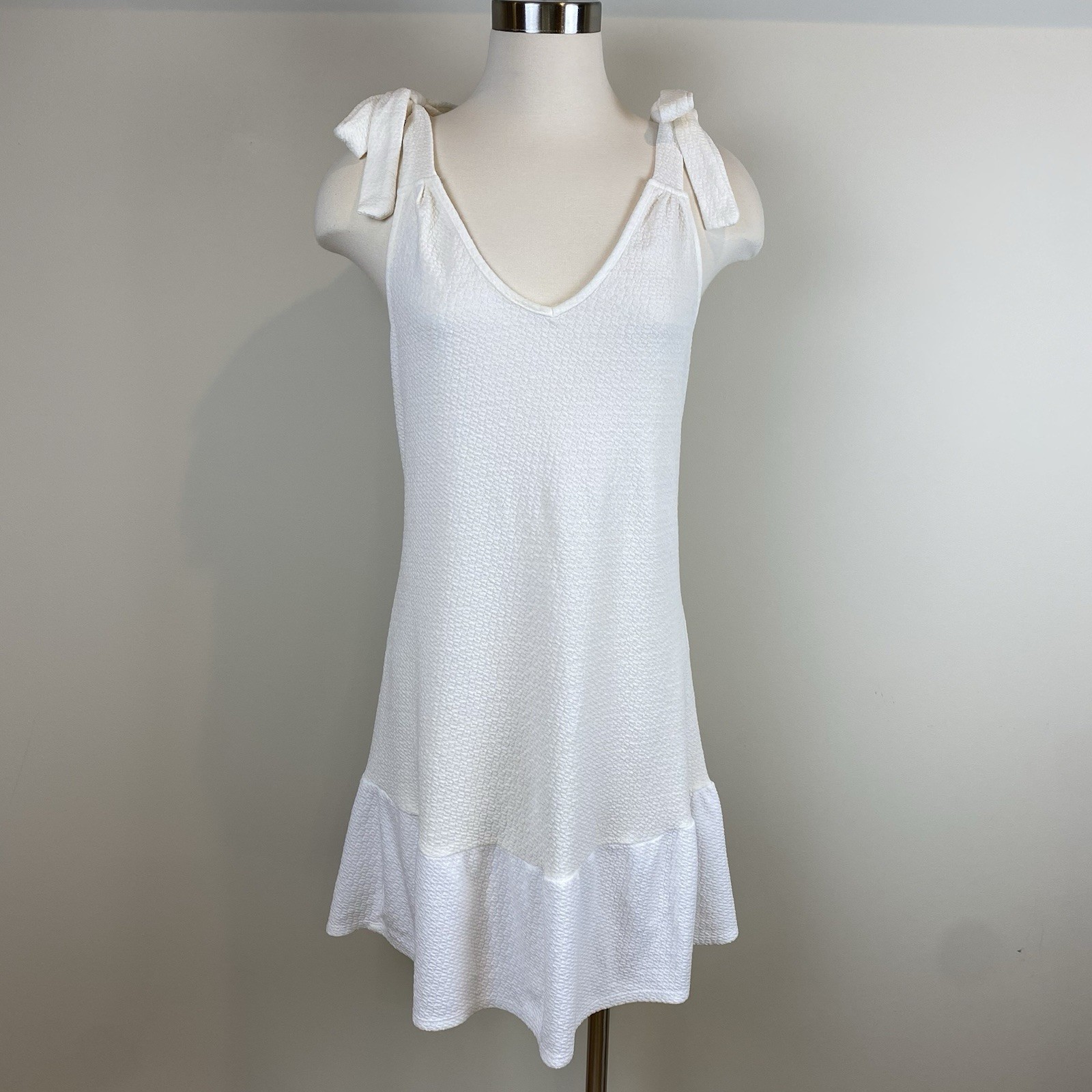 Green Envelope Los Angeles Cream Tank Dress Drop Waist Knee Length Size S Bow