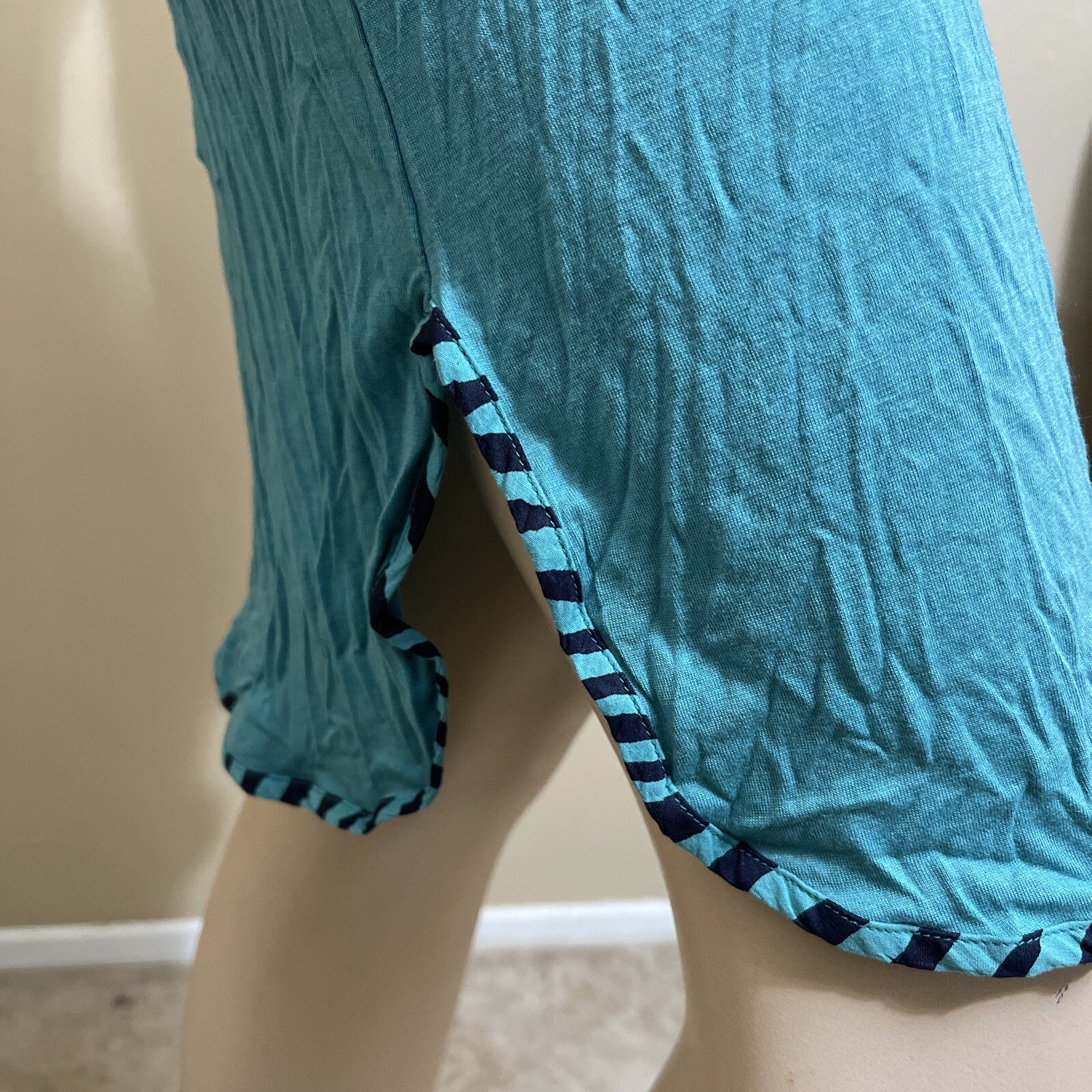 Women’s Turquoise Striped Viscose Casual Summer Open Stretch Size S Sundress