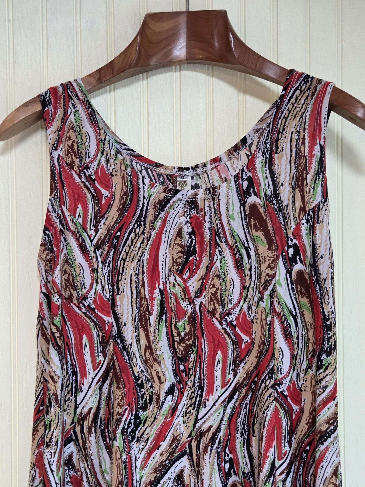 Dress Womens Medium Multicolor Geometric Sleeveless Tank Scoop Neck Knee Length