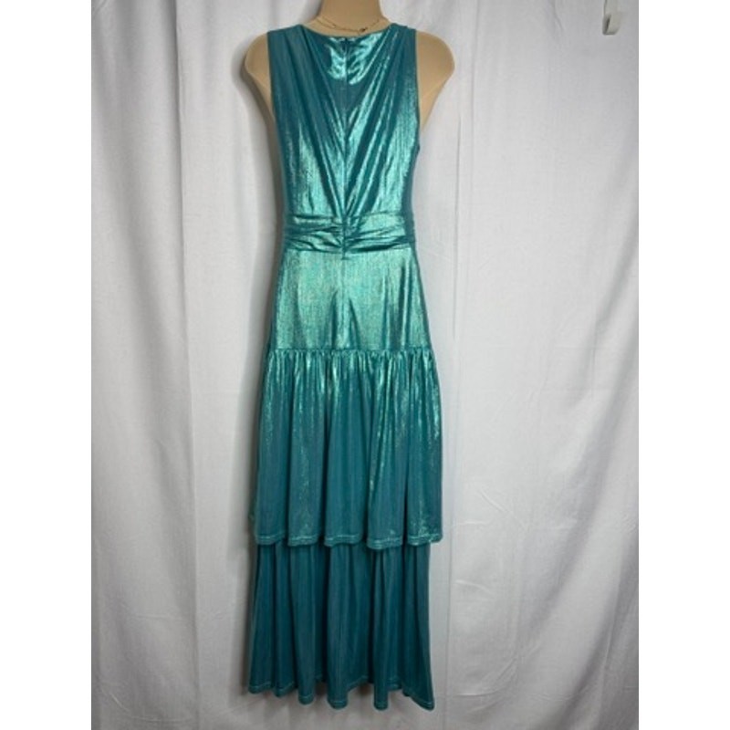 558. Elliatt Teal Cutout Metallic Maxi Dress with Front Leg Slit Size S