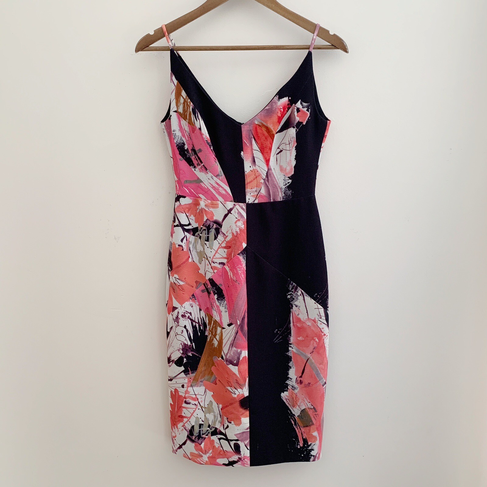 Black Halo Pink Floral Ponte Knit Dress Sz 2 Summer Cocktails