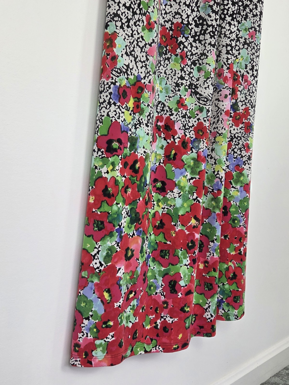 Chaps Maxi Sleeveless V-Neck Gradient Multicolor Floral Pattern Dress Size S
