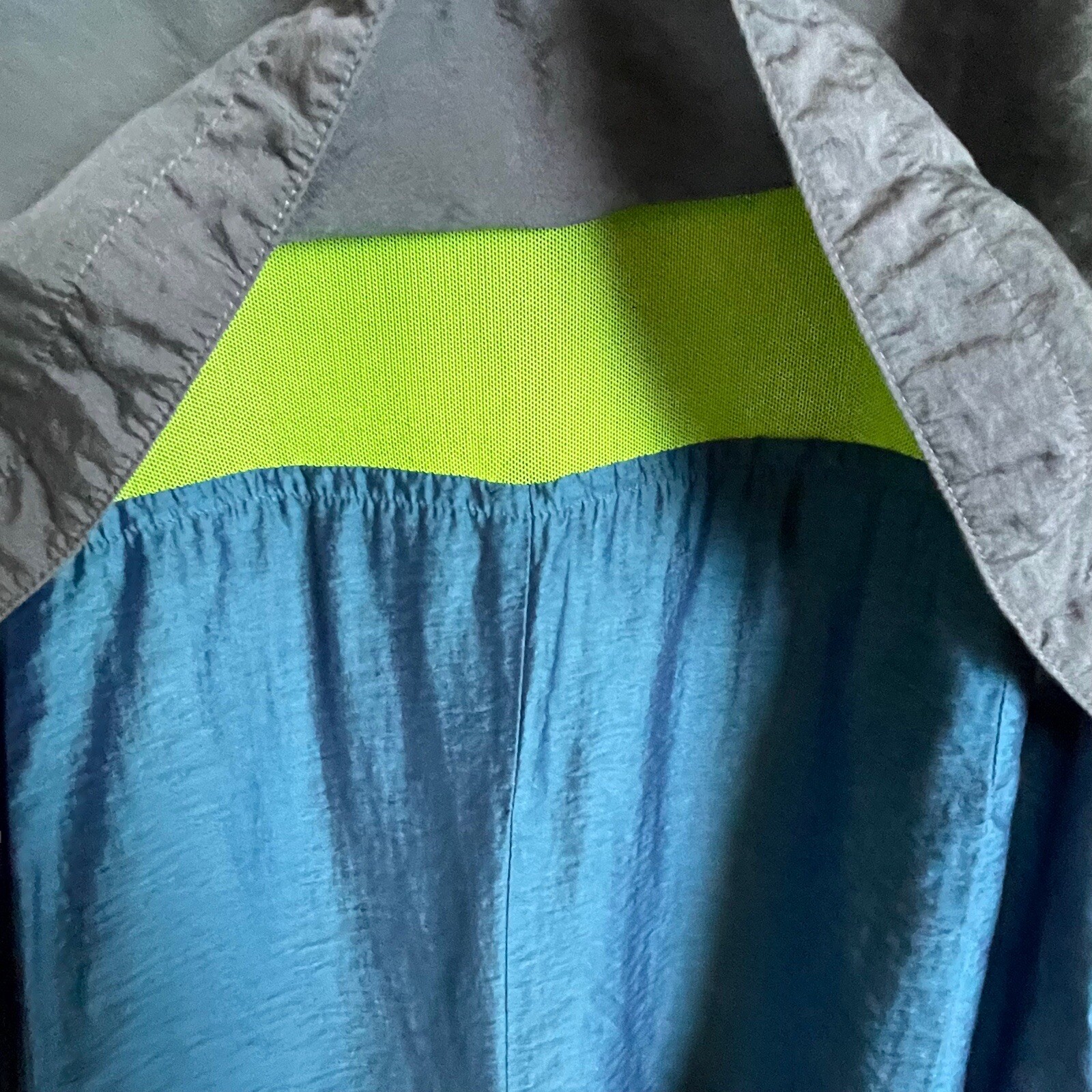Opening Ceremony Colorblock Vented Pockets Dress Gray Teal Size L Button Popover