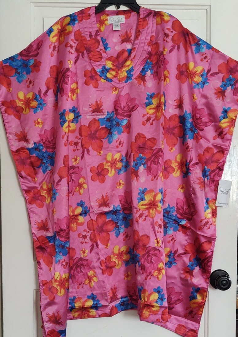 Rene Rofe At Home MuuMuu Kaftan Caftan Dress One Size Fits All Floral Print NWT