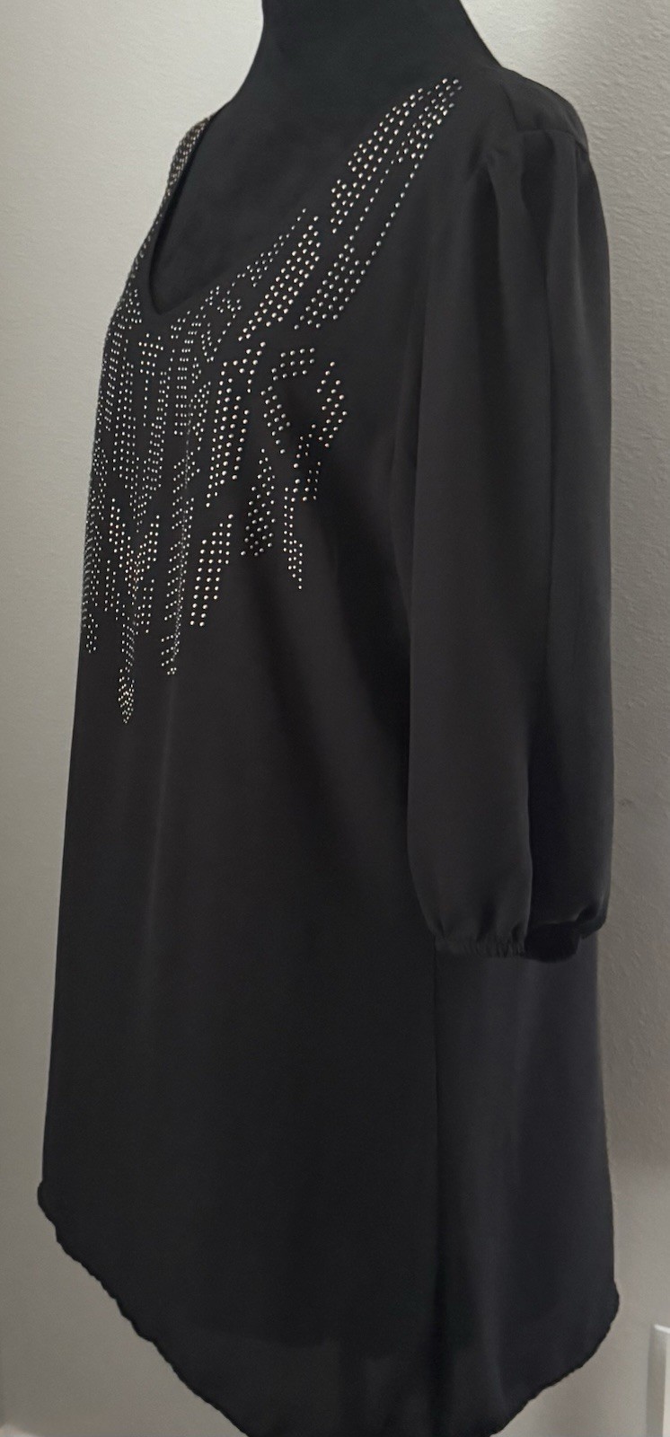 BeBop, Long Sleeve Dress With Silver And Rose Gold Studded Detailing, Size XL