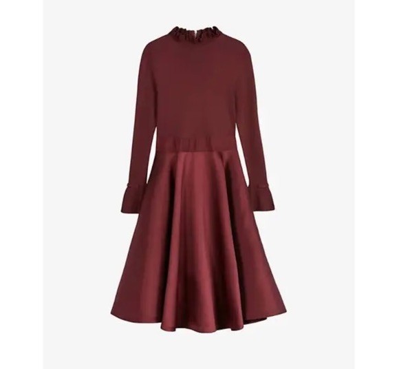 $340 TED BAKER LONDON size 3 US 8 ZADI Frill detail Full Skirt Dress Deep Purple