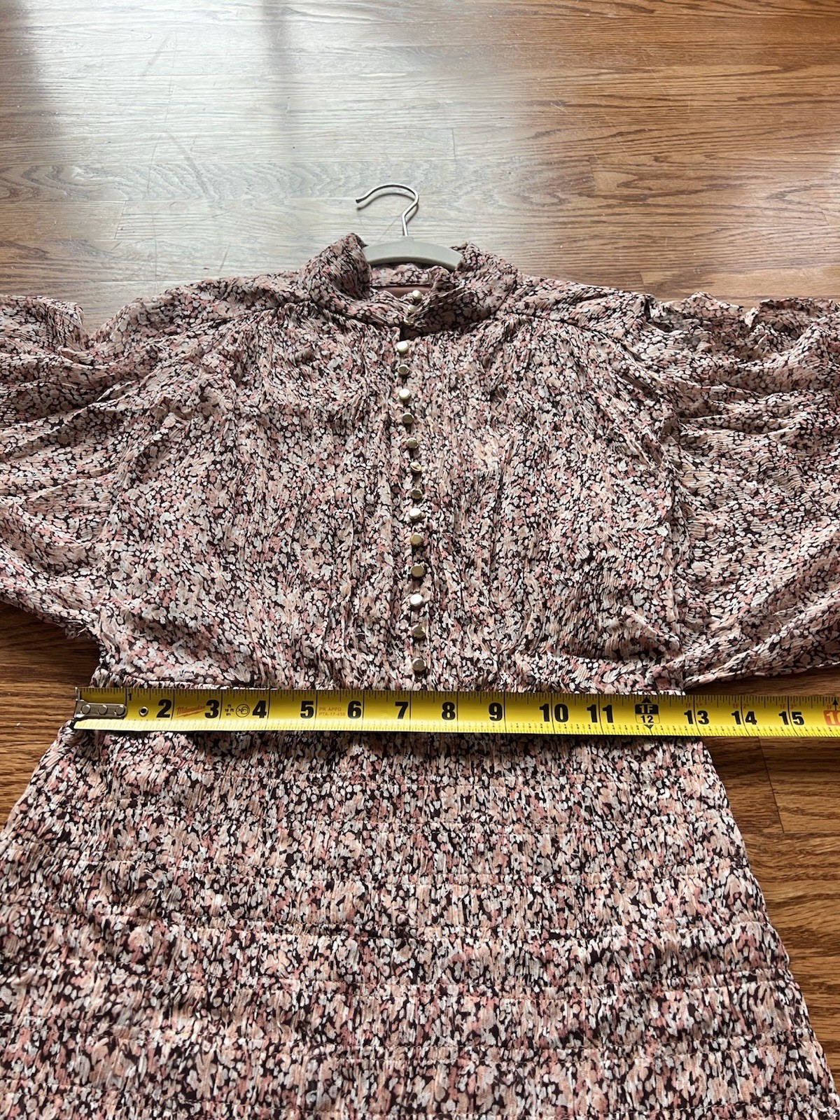 Shona Joy Sofia Button Up Ruched Midi Dress Floral Rouge Multi Size US 2
