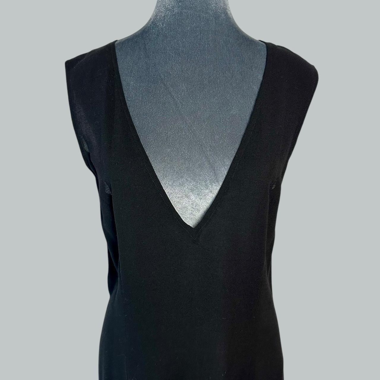 Vintage 90s DKNY 100% Wool Black Semi Sheer Lightweight Woven Long Maxi Dress 14