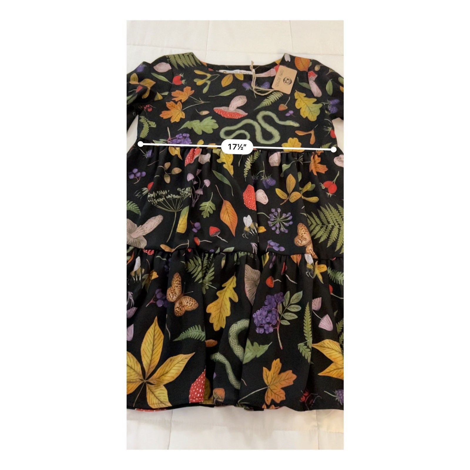 Cosmic Drifters Dress Boho Peasant Mushroom Leaf Snake Butterfly Sz 12 NWT