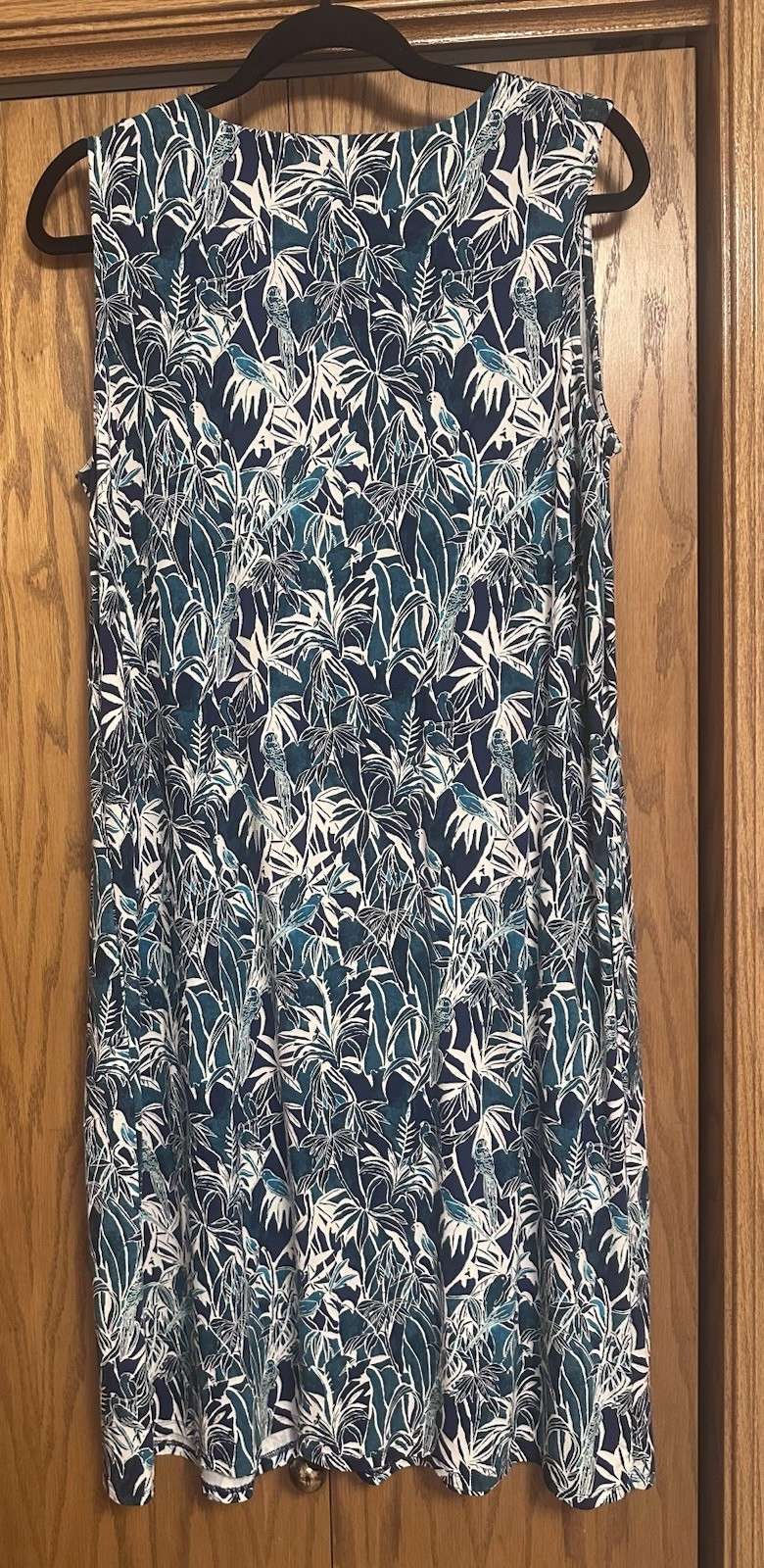 J. Jill Wearever Shift Dress Tropical Print Sleeveless V-Neck LT Large Tall