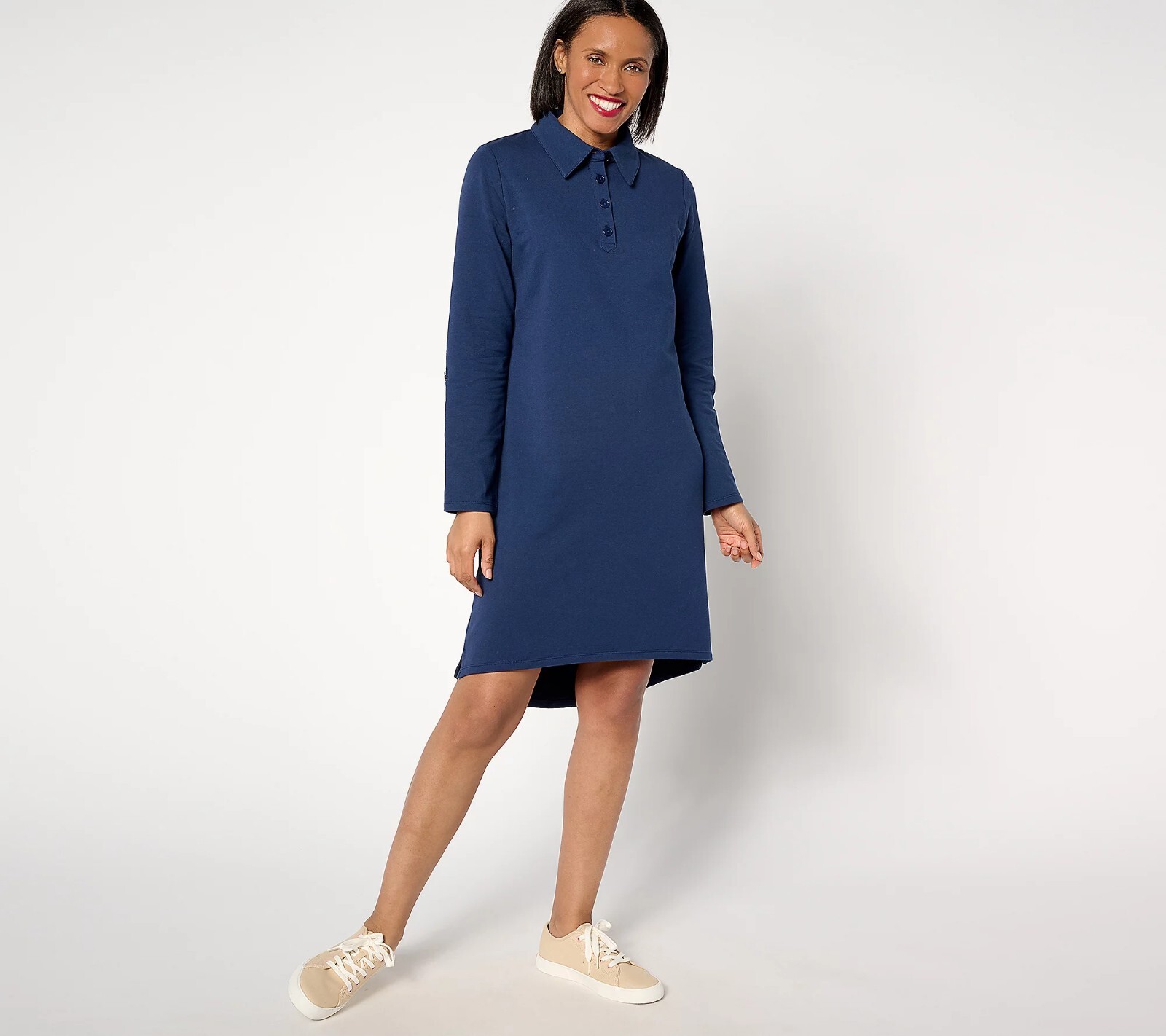 Sport Savvy Petite Roll Sleeve Henley Polo Dress – Sz PXS a645032