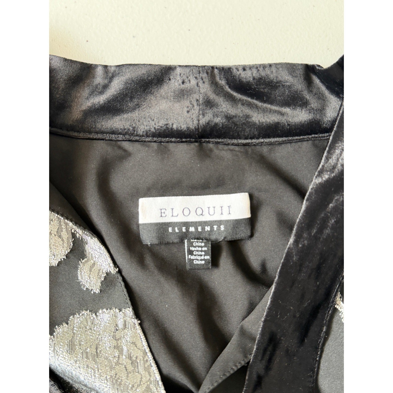 NWOT Eloquii Elements Neck Mini Dress Black Silver Floral Brocade Plus 20 2X