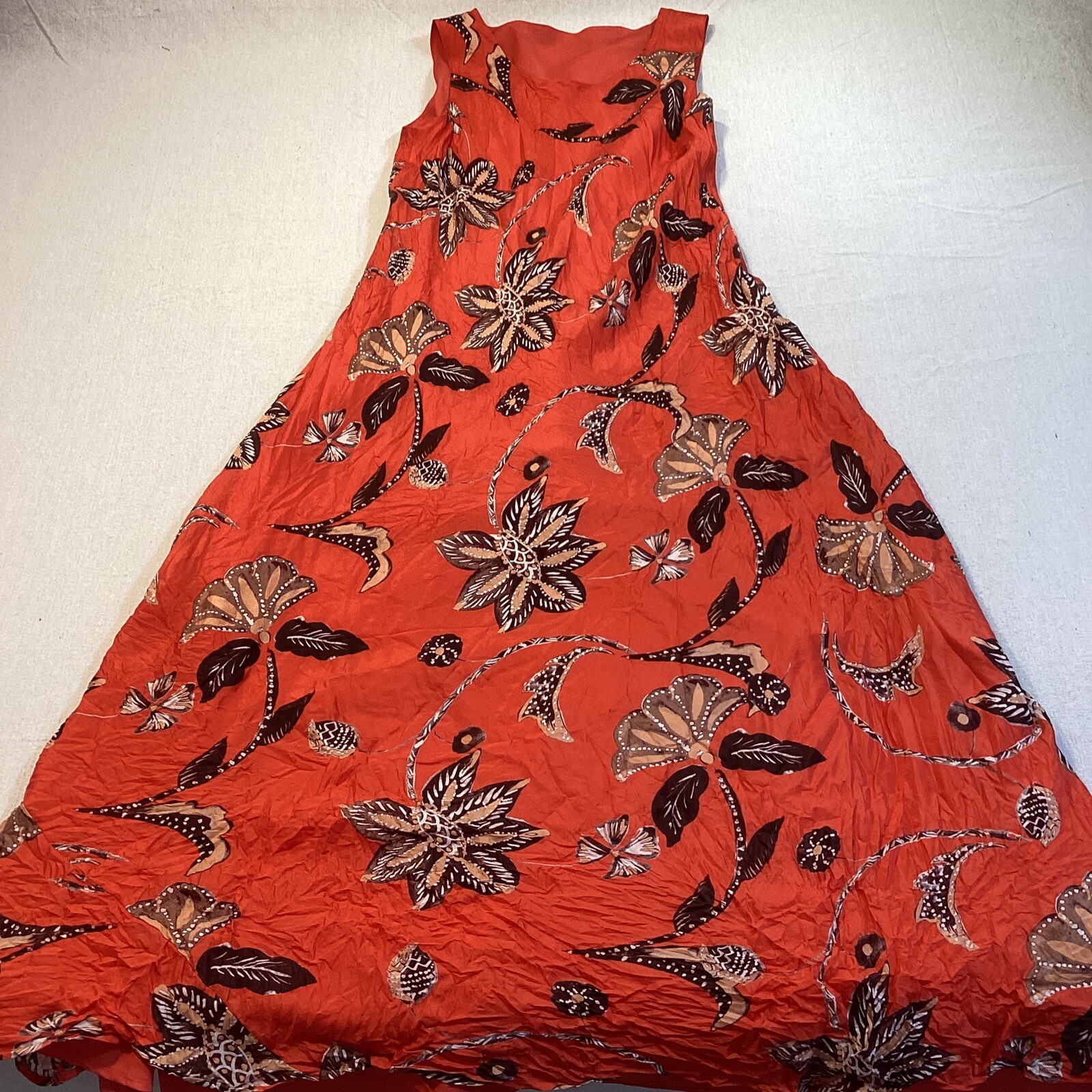 coldwater creek Dress Women’s 100% silk Red/orange flora Long party
