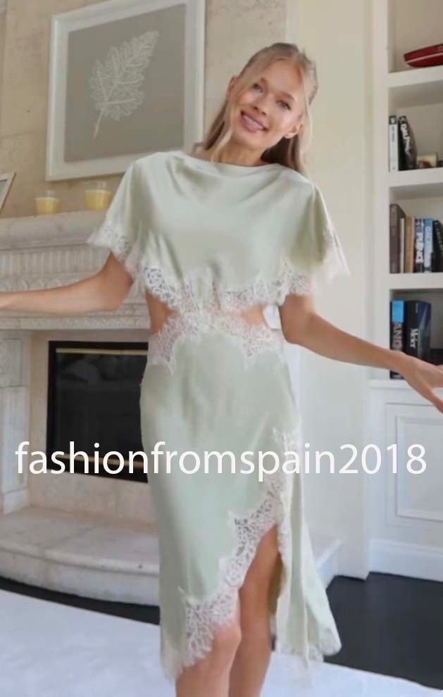 ZARA NEW WOMAN ASYMMETRIC ZW CUT OUT LACE DRESS SEA GREEN XS-XL 5919/043/512